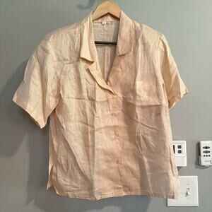 Baird‎ Irish Handkerchief Linen Top Short Sleeve Button Up Women’s Large New